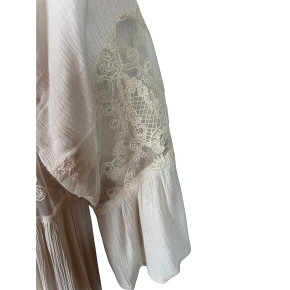 Easel Cream Lace Romantic Boho Ruffle Duster Cardigan Kimono Jacket Size Large - Picture 6 of 8